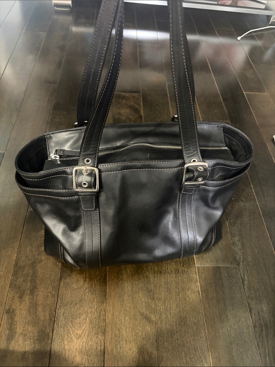 Coach Handbags - Coach Black Leather Tote Bag with Double Straps